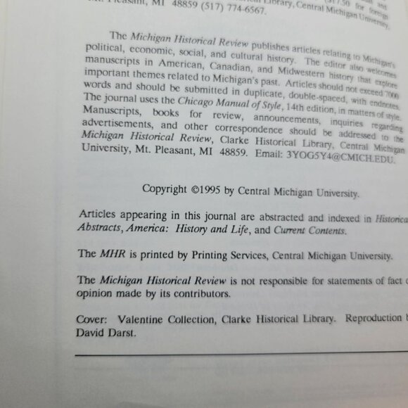 The Michigan Historical Review Fall 1995 Volume 22 No 2 Great Lakes Midwest Book - Picture 3 of 8